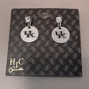 Hjc University of Kentucky collegiate rhinestone w/ UK logo dangle earrings